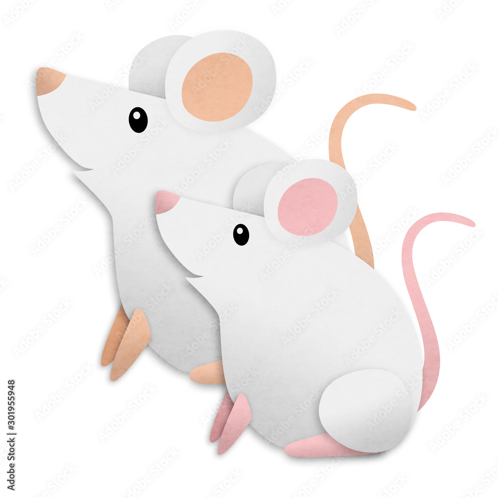 和紙風白ねずみイラスト 二匹 Stock Illustration Adobe Stock