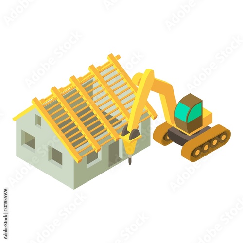 Construction site icon. Isometric illustration of construction site vector icon for web