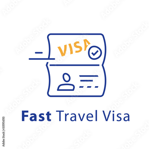 Travel visa approval, passport and stamp, fast service