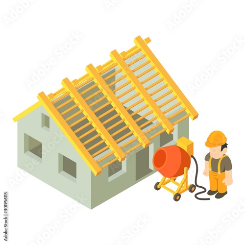 Building site icon. Isometric illustration of building site vector icon for web
