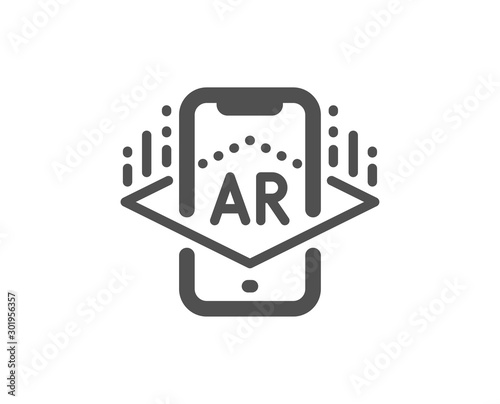 VR simulation sign. Augmented reality phone icon. 3d view symbol. Classic flat style. Simple augmented reality icon. Vector