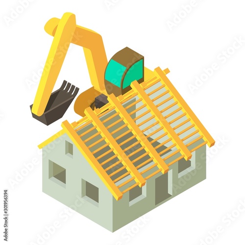 Excavation work icon. Isometric illustration of excavation work vector icon for web