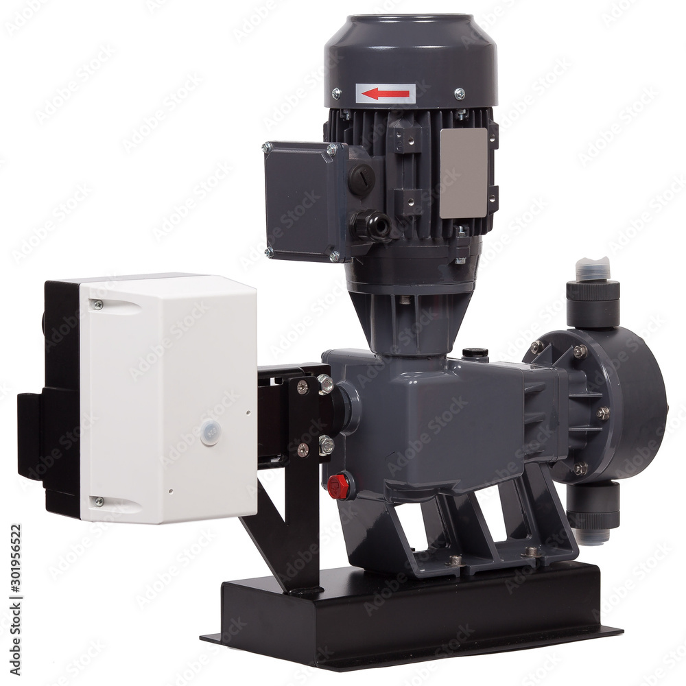 Industrial diaphragm pump with motor isolated on white background. Industrial diaphragm pump with motor isolated on white background.