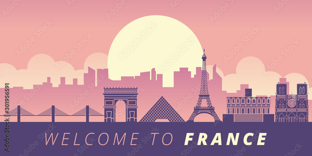 France landmark vector graphic design