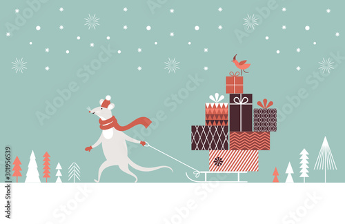 Christmas and New Year's card. Greeting card, Banner, brochure design, gift card.