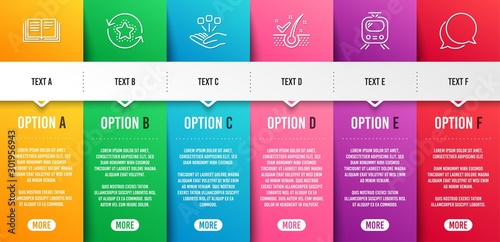 Education, Consolidation and Train line icons set. Infographic timeline. Anti-dandruff flakes, Loyalty points and Chat message signs. Instruction book, Strategy, Tram. Healthy hair. Vector
