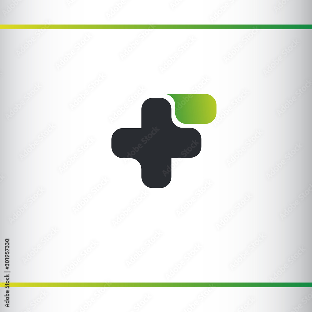 Obraz premium Pharmacy cross. Pharmacy symbol. F letter. Chat buble. Logo design template