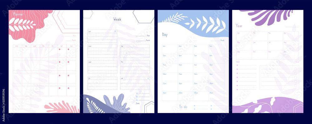 Weekly planner. Organizer and schedule with notes, planners and to do list, agenda checklists calendar office events vector template. Illustration office notebook, weekly calendar, agenda diary