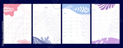 Weekly planner. Organizer and schedule with notes, planners and to do list, agenda checklists calendar office events vector template. Illustration office notebook, weekly calendar, agenda diary
