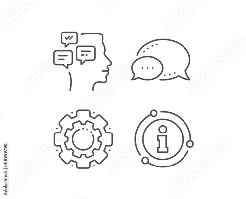 Chat Messages line icon. Chat bubble, info sign elements. Conversation sign. Communication speech bubbles symbol. Linear messages outline icon. Information bubble. Vector © blankstock