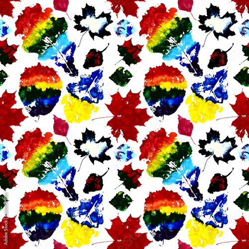 color print of autumn leaves, seamless pattern