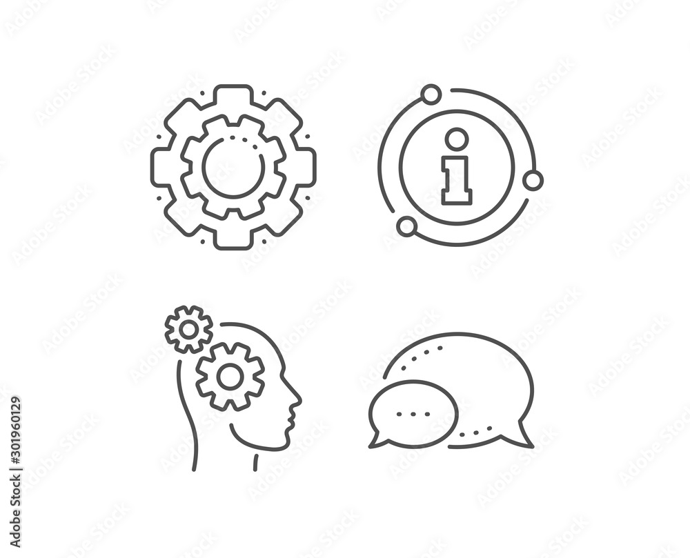 Thoughts line icon. Chat bubble, info sign elements. Teamwork sign. Core value symbol. Linear thoughts outline icon. Information bubble. Vector Thoughts line icon. Chat bubble, info sign elements. Teamwork sign. Core value symbol. Linear thoughts outline icon. Information bubble. Vector