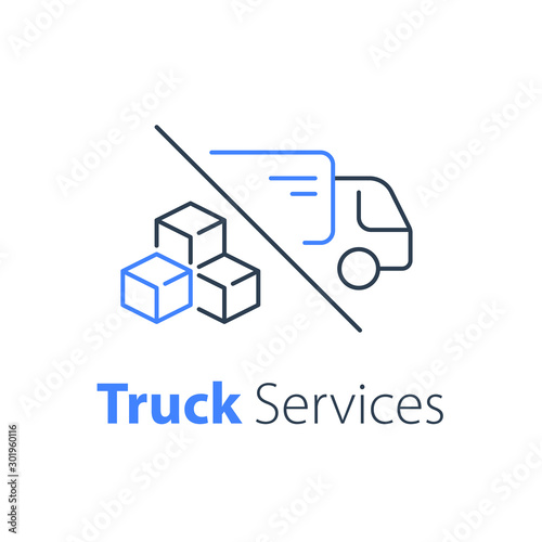 Truck delivery, transportation company, distribution service, logistics solution