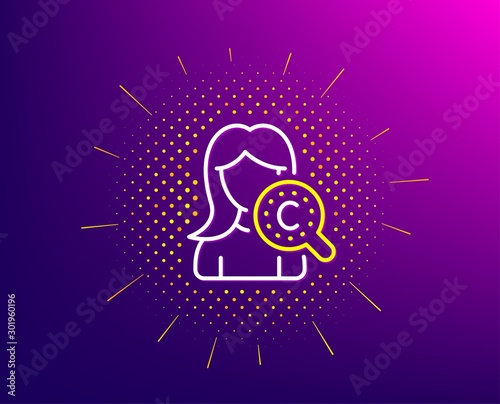 Collagen skin line icon. Halftone pattern. Cream care sign. Cosmetic lotion symbol. Gradient background. Collagen skin line icon. Yellow halftone pattern. Vector