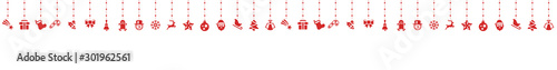 Panorama Christmas Background hanging elements red Illustration Vector eps10