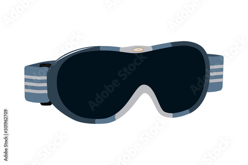 Ski color goggles isolated on white background