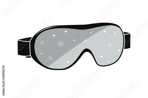 Ski goggles silhouette isolated on white background