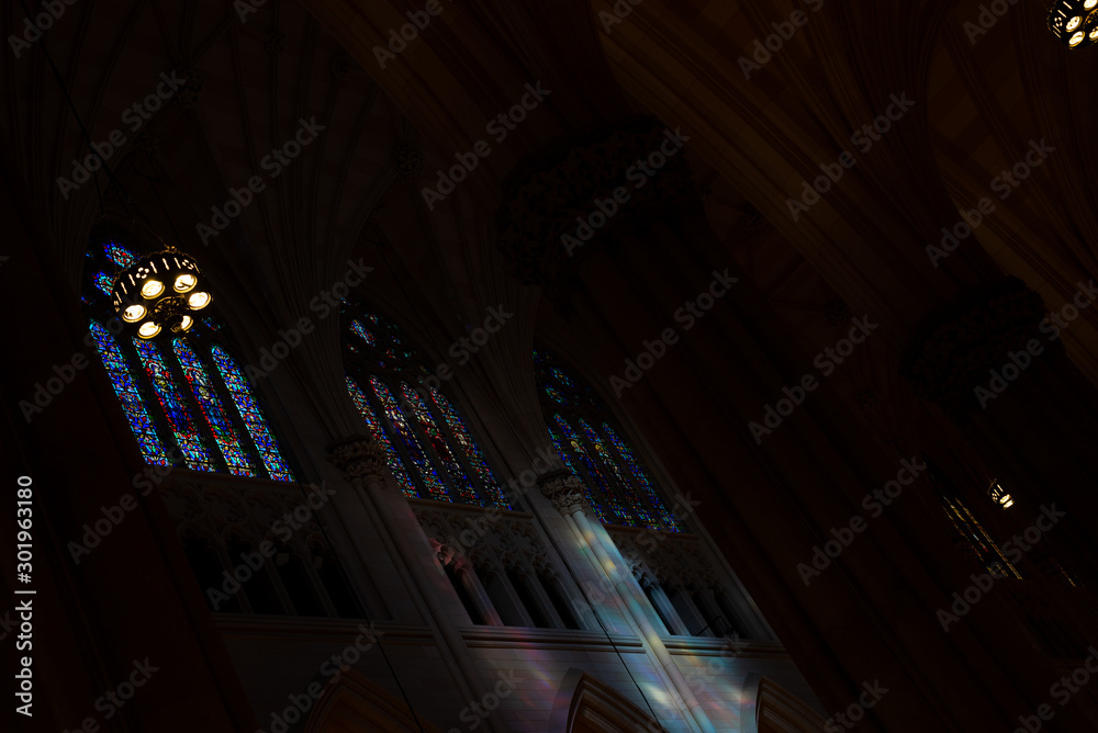 Stained glass in New York's St. Patrick's cathedral Stained glass in New York's St. Patrick's cathedral
