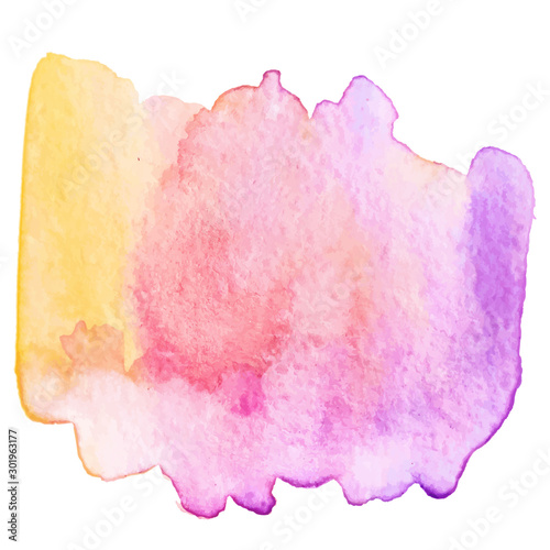 Hand drawn watercolor stain on wet paper. Element for invitations, scrapbooking, banners, tags, labels, etc