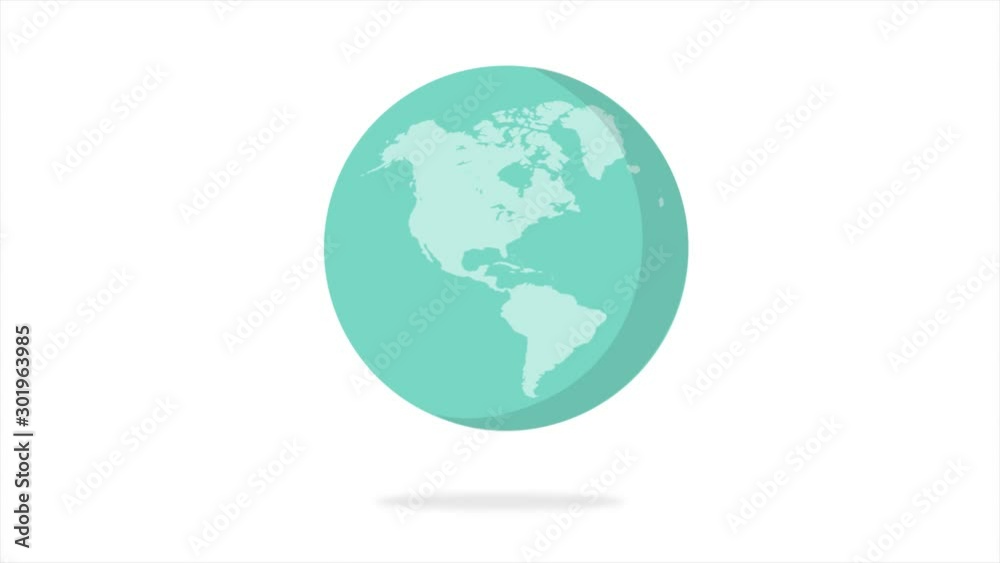 Flat design spinning Earth isolated on white. Animation of planet Earth. Flat design Flat design spinning Earth isolated on white. Animation of planet Earth. Flat design