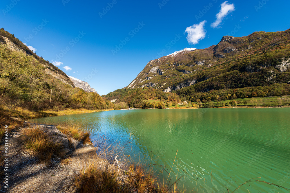 Lago di Tenno, small and beautiful lake in Italian alps (Monte Misone), Trento province, Trentino-Alto Adige, Italy, Europe Lago di Tenno, small and beautiful lake in Italian alps (Monte Misone), Trento province, Trentino-Alto Adige, Italy, Europe