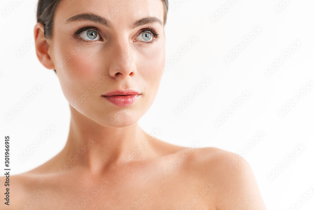 Beauty portrait of an attractive young topless brunette woman Beauty portrait of an attractive young topless brunette woman
