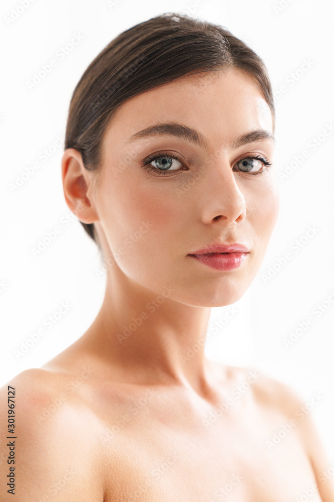 Beauty portrait of an attractive young topless brunette woman Beauty portrait of an attractive young topless brunette woman