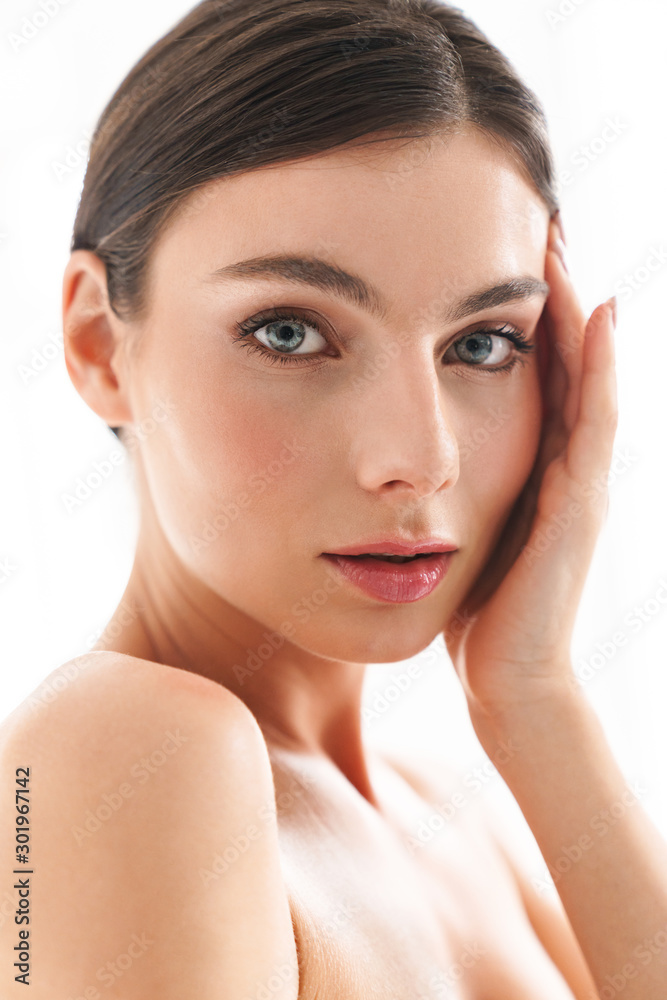 Beauty portrait of an attractive young topless brunette woman Beauty portrait of an attractive young topless brunette woman