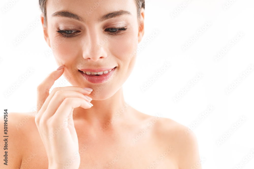 Beauty portrait of an attractive young topless brunette woman Beauty portrait of an attractive young topless brunette woman