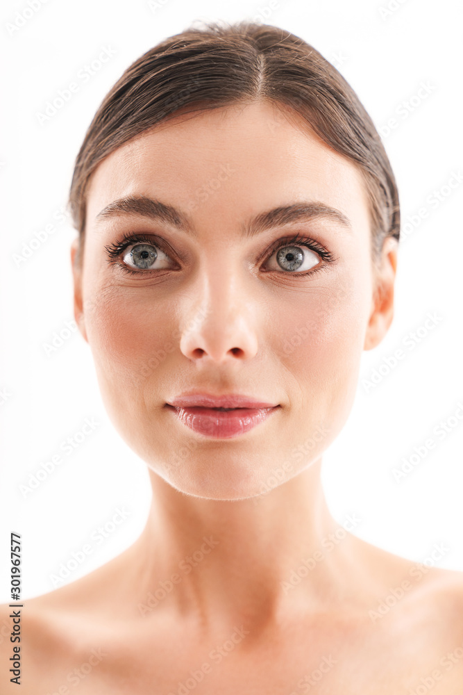 Beauty portrait of an attractive young topless brunette woman Beauty portrait of an attractive young topless brunette woman