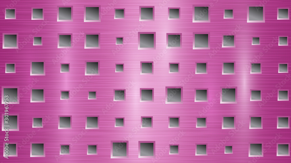 Abstract metal background with square holes in pink and gray colors Abstract metal background with square holes in pink and gray colors