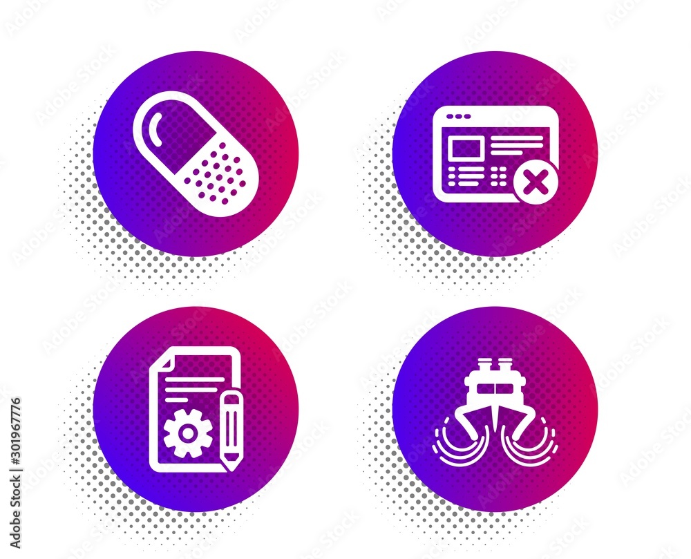 Reject web, Documentation and Capsule pill icons simple set. Halftone dots button. Ship sign. No internet, Project, Medicine drugs. Shipping watercraft. Business set. Vector Reject web, Documentation and Capsule pill icons simple set. Halftone dots button. Ship sign. No internet, Project, Medicine drugs. Shipping watercraft. Business set. Vector