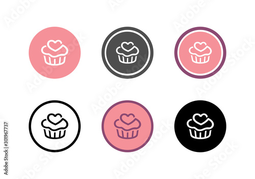 Muffin icon set, collection of cup cake logo, circle symbol design - Vector