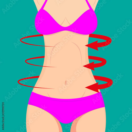 waistline, fitness and diet vector concept