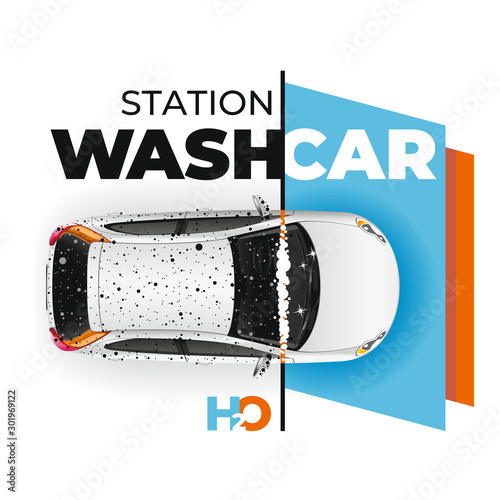 Vector concept for car washing service. Car wash service illustration.