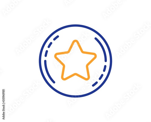 Bonus points. Loyalty star line icon. Discount program symbol. Colorful outline concept. Blue and orange thin line loyalty star icon. Vector