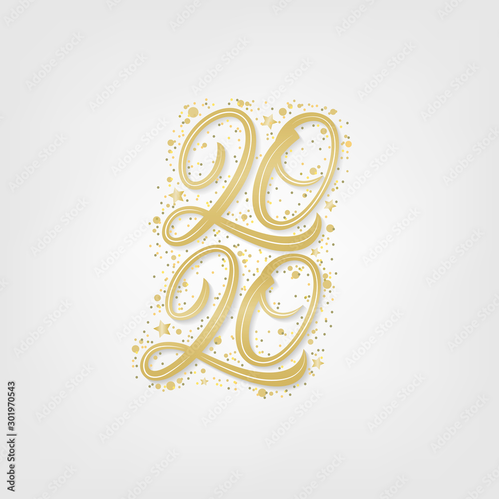 2020 golden hand written lettering numbers 2020 golden hand written lettering numbers