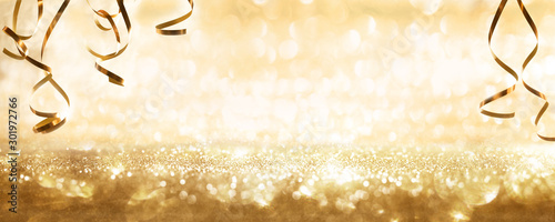 Golden sparkling party background photo