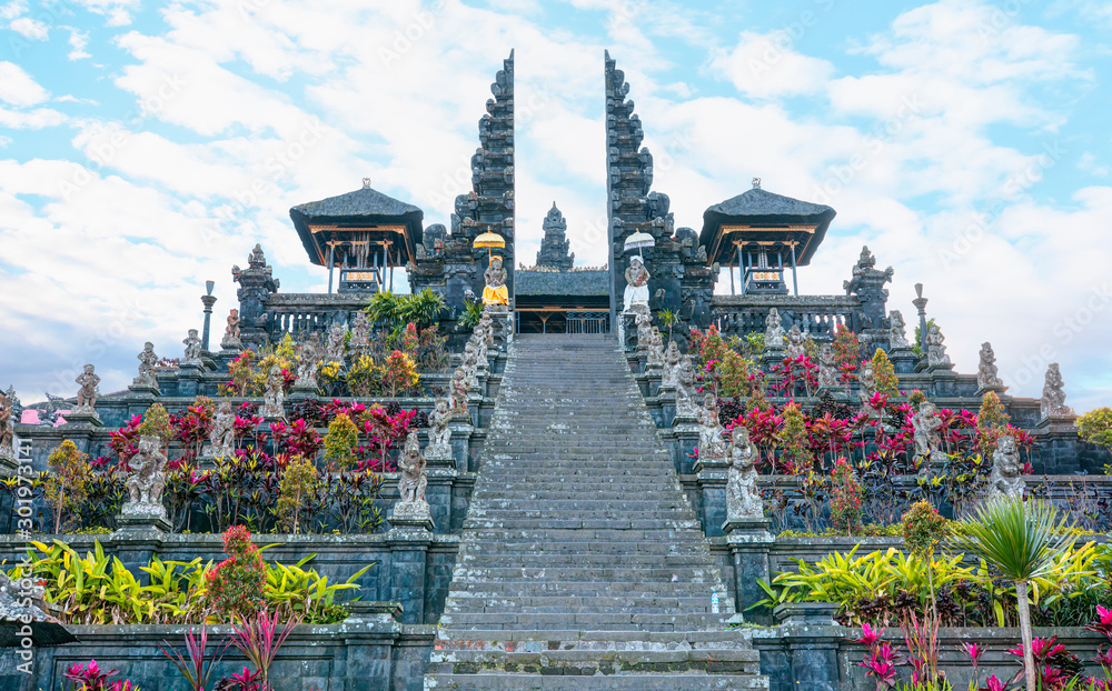 Bali style roof of Pura Besakih temple on the slopes of Mount Agung largest  and holiest temple in Bali Photos | Adobe Stock