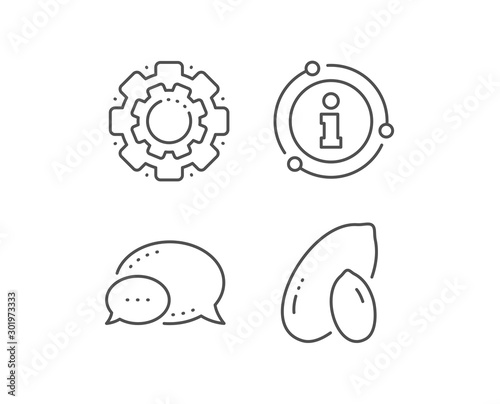 Peanut line icon. Chat bubble, info sign elements. Tasty nut sign. Vegan food symbol. Linear peanut outline icon. Information bubble. Vector