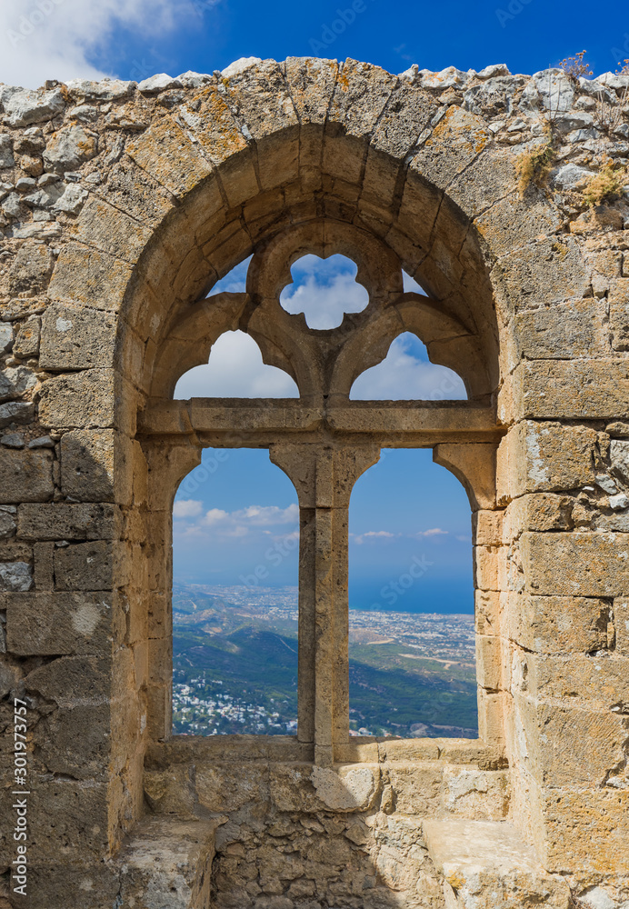 Window in Hilarion Castle - Kyrenia region - Northern Cyprus