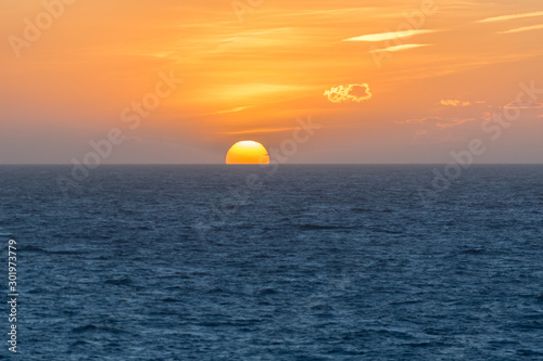 Ibiza sunset from Cala Conta Comte in San Jose at Balearic Islands Spain.