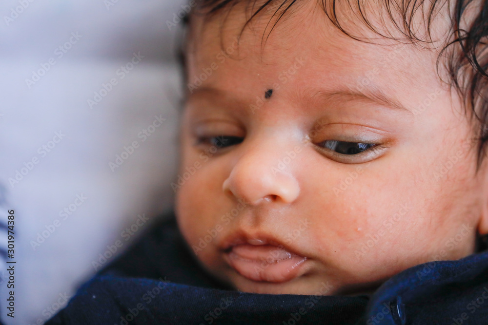 New Born Indian Baby on bed