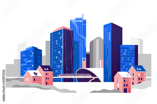 Abstract urban landscape. Vector illustration.
