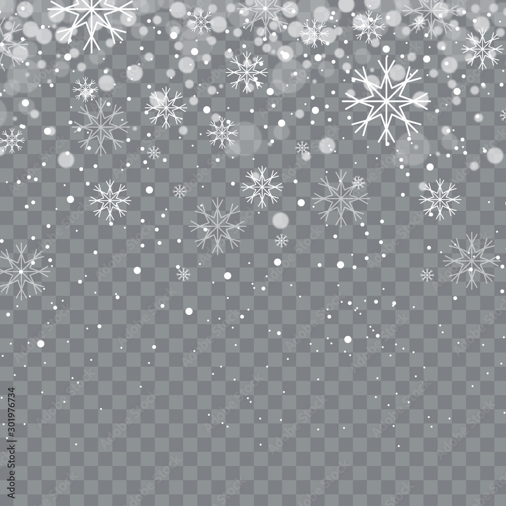 Falling snow isolated on background. Vector illustration - obrazy, fototapety, plakaty 