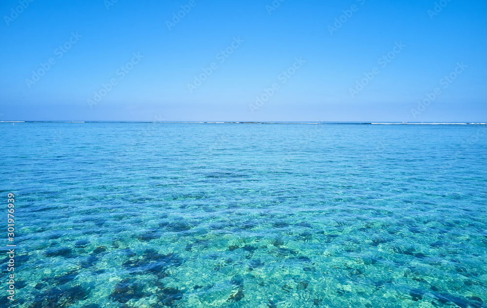 blue ocean off the coast of the island of Mauritius