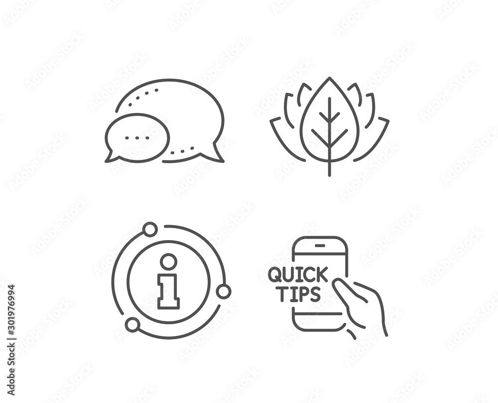 Quick tips on phone line icon. Chat bubble, info sign elements. Helpful tricks sign. Internet tutorials symbol. Linear education outline icon. Information bubble. Vector