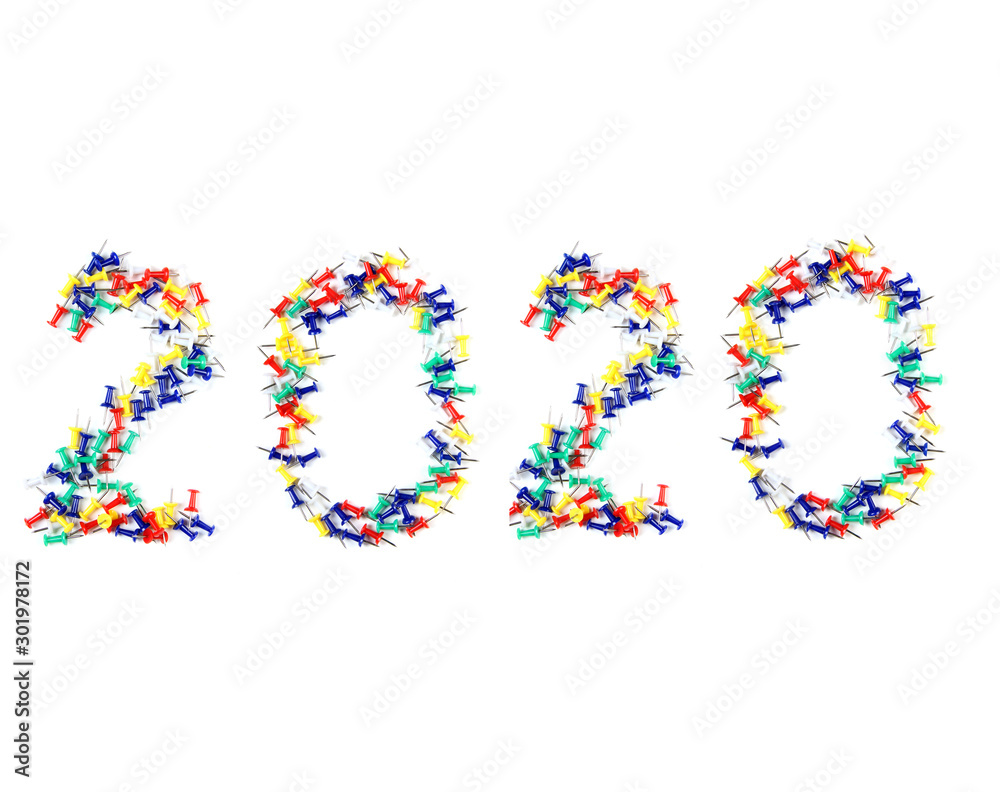 Numbers new year of colorful stationery buttons Numbers new year of colorful stationery buttons
