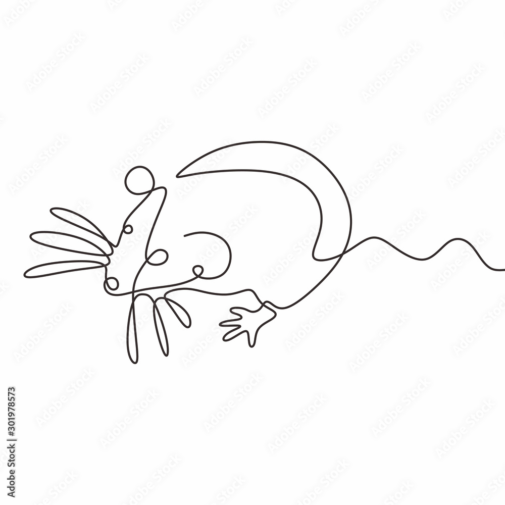 Rat or mouse rodent animal mascot logo minimalism continuous one line ...