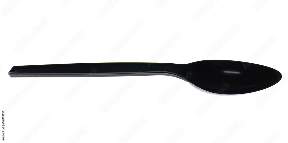 Black plastic spoon, isolated on white background. Black plastic spoon, isolated on white background.